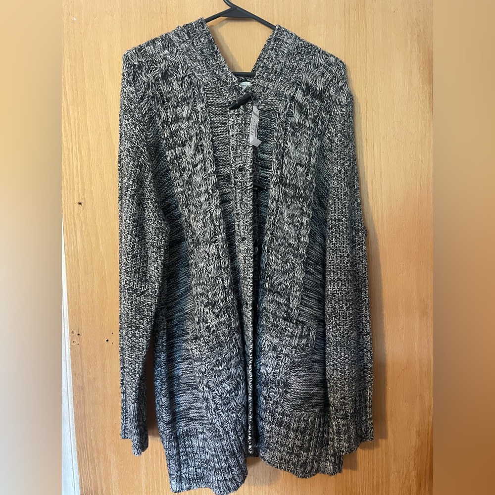 Dress Barn Black and White Marled Open-Front Cardigan